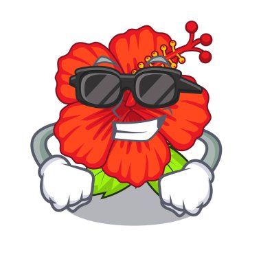 süper cool çiçek hambiscus bir karikatür tencerede illüstrasyon vektör