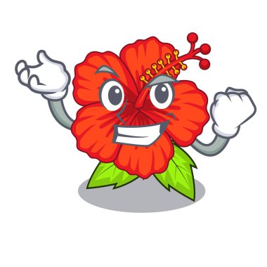 Başarılı çiçek hambiscus bir karikatür tencerede illüstrasyon vektör