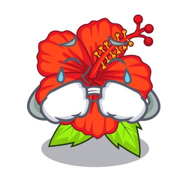 Karakter ağacı vektör çizim çiçek hambiscus ağlıyor