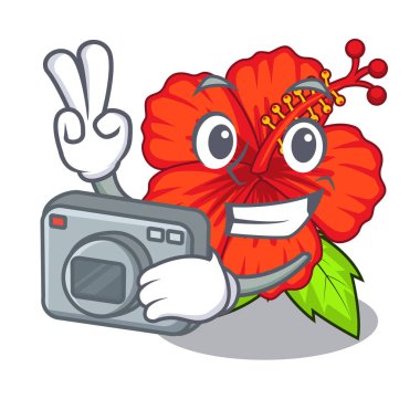 Fotoğrafçı hambiscus karakter ağacı vektör çizim çiçek