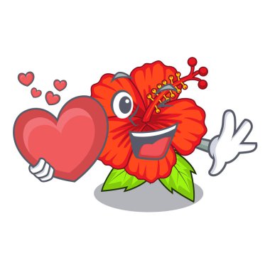 Karakter ağacı vektör çizim ile kalp hambiscus çiçek