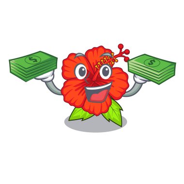 Para çantası hambiscus çiçek ile karakter ağacı vektör çizim