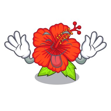 Maskot kök vektör çizim çiçek hambiscus dışarı dil