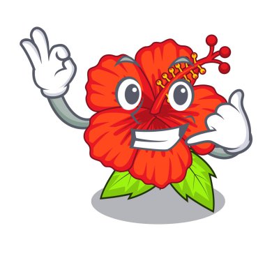 Beni hambiscus çiçek maskot kök vektör çizim içinde ara