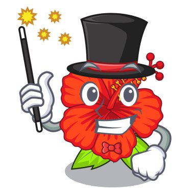 Sihirbaz hambiscus maskotu kök vektör çizim çiçek