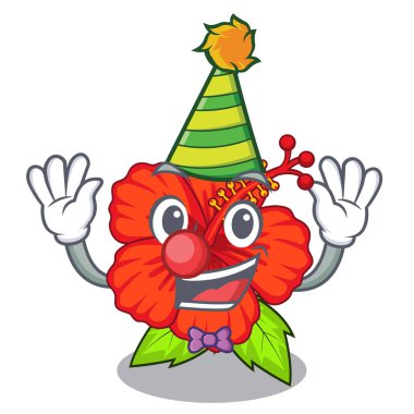 Palyaço hambiscus maskotu kök vektör çizim çiçek