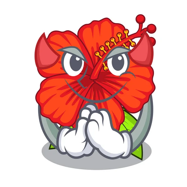 Şeytan hambiscus karakter ağacı vektör çizim çiçek