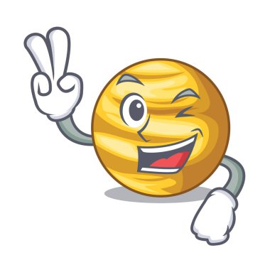 İki parmak gezegen gökyüzü çizgi film vektör çizim Venüs ışın