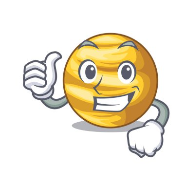 Başparmak yukarıya gezegen Venüs gökyüzü çizgi film vektör çizim ray.