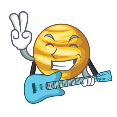 Gitar ile Venüs gezegeni çok güzel vektör çizim şekildir