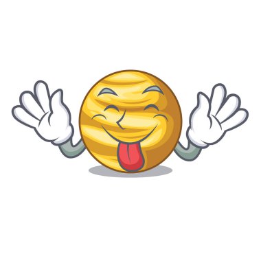 Gezegen Venüs ile izole maskot vektör çizim üzerinde dışarı dil