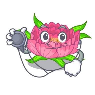 Doktor şakayık çiçekleri karikatür sepet içinde illüstrasyon vektör