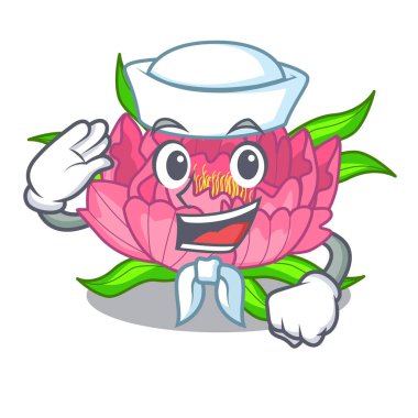 Denizci şakayık çiçekleri karikatür sepet içinde illüstrasyon vektör