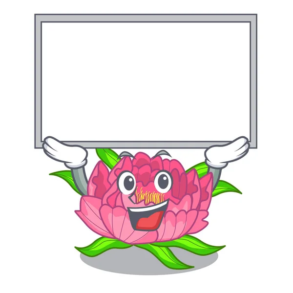 漫画バスケットのベクトル図にボードの牡丹の花を — ストックベクタ