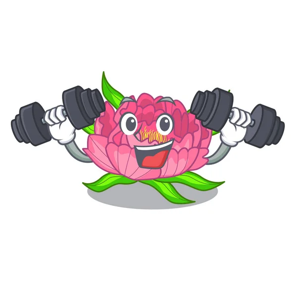 Fitness Peony Flores Una Ilustración Vectorial Cesta Dibujos Animados — Archivo Imágenes Vectoriales