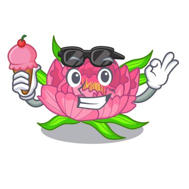 Çizgi film tencere vektör çizim ile dondurma şakayık çiçekleri