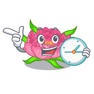 Çizgi film tencere vektör çizim ile saat şakayık çiçekleri