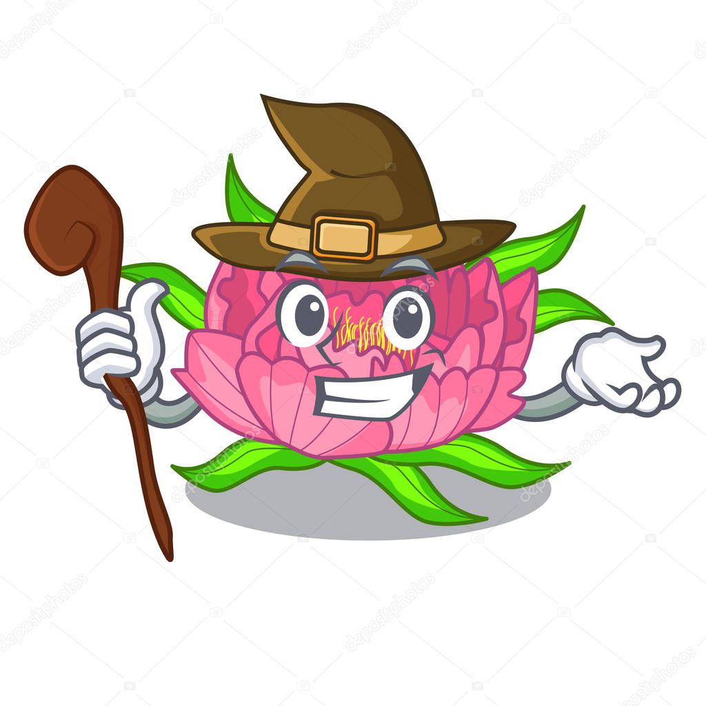 Witch flower tree poeny in character form vector illustration