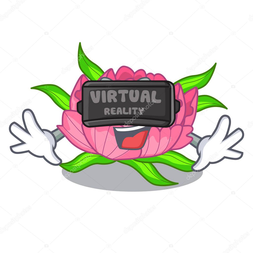 Virtual reality flower tree poeny in character form vector illustration