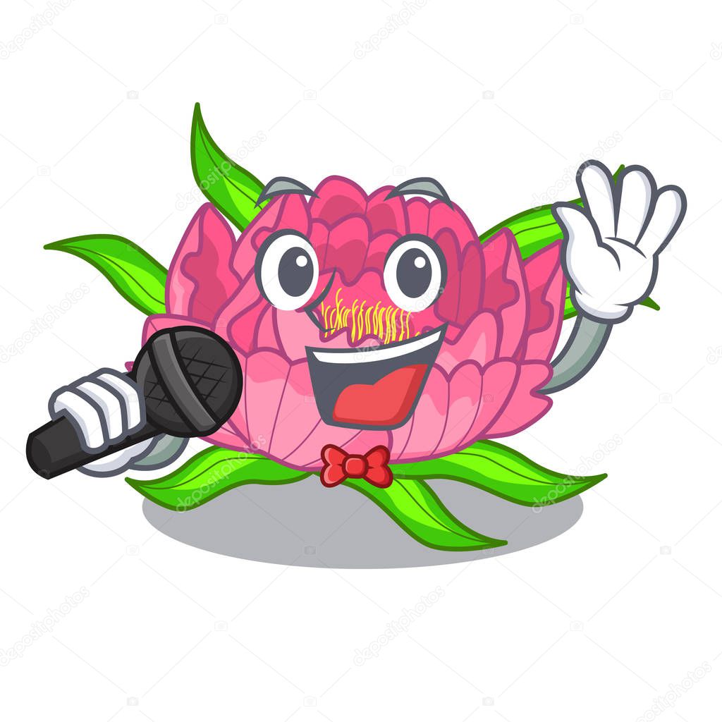 Singing flower tree poeny in character form vector illustration