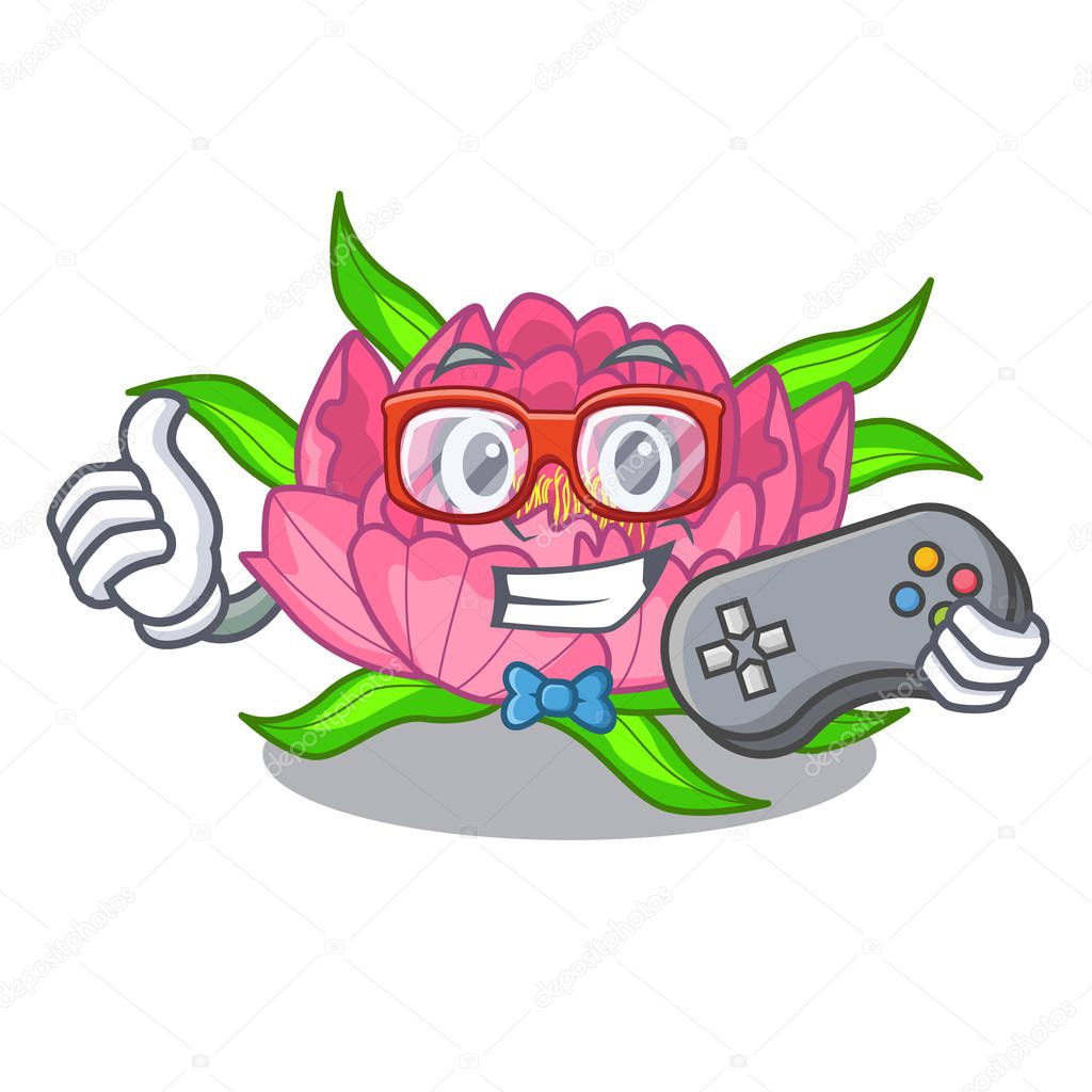 Gamer flower tree poeny in character form vector illustration