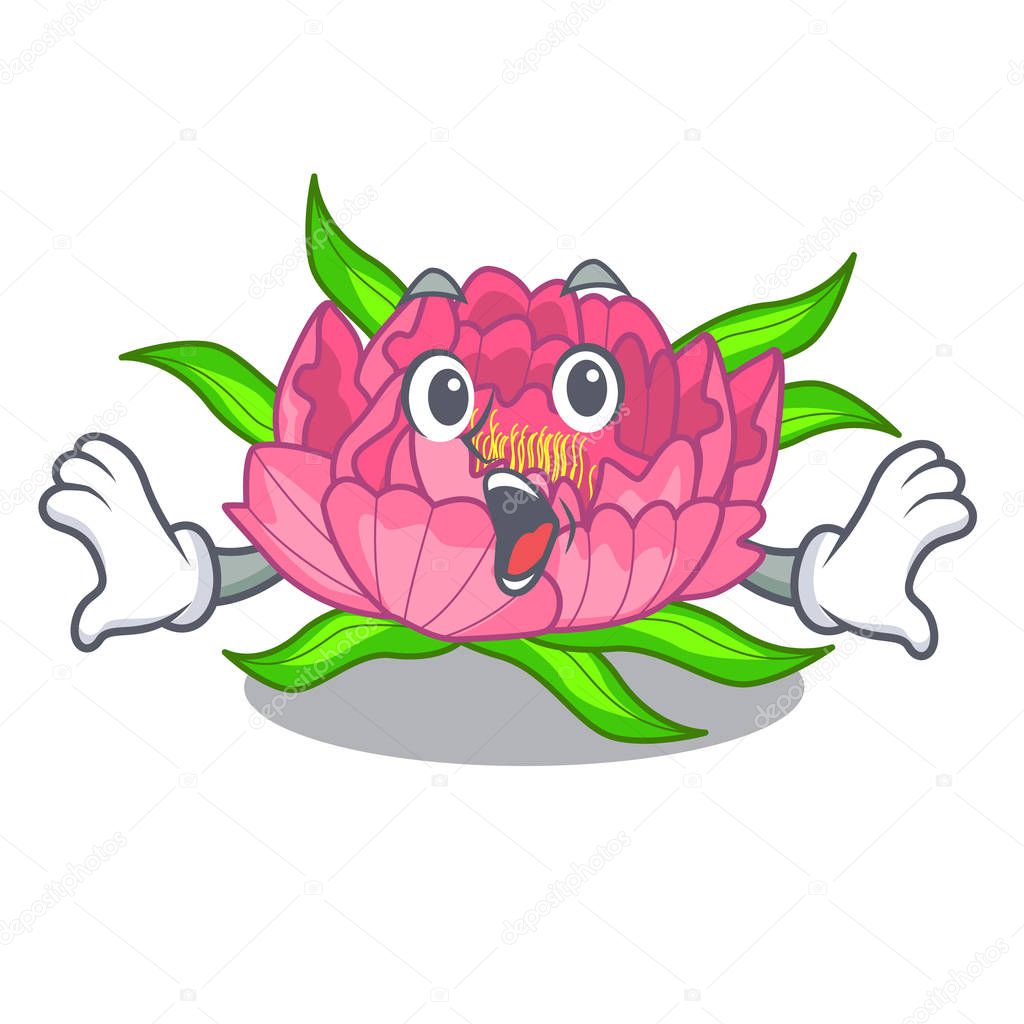 Surprised flower tree poeny in character form vector illustration