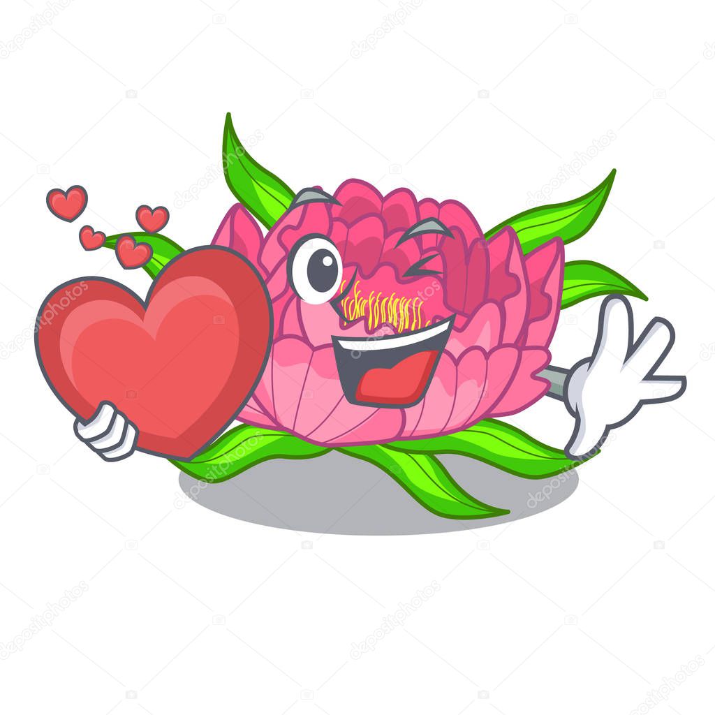 With heart flower tree poeny in character form vector illustration