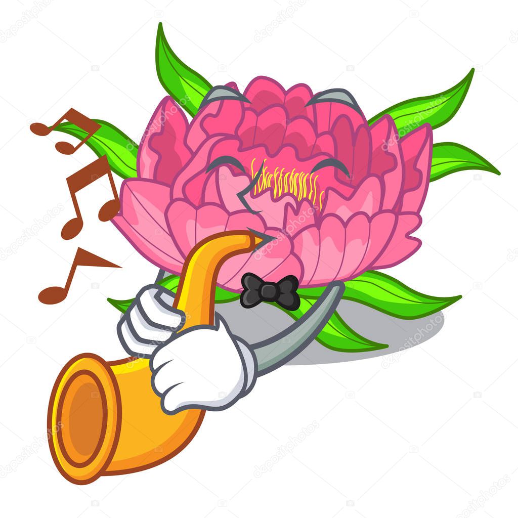 With trumpet flower tree poeny in character form vector illustration