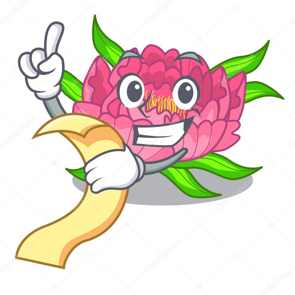 With menu flower tree poeny in character form vector illustration