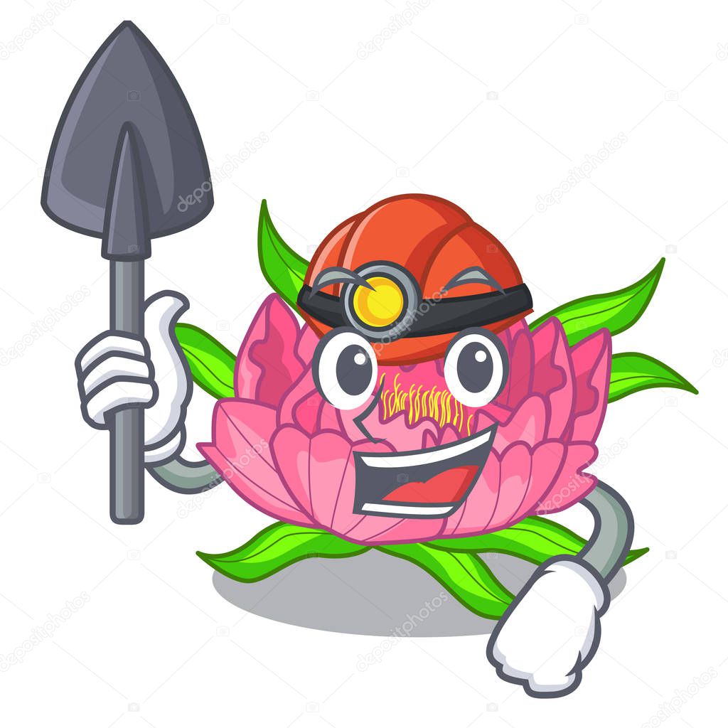 Miner flower tree poeny in character form vector illustration