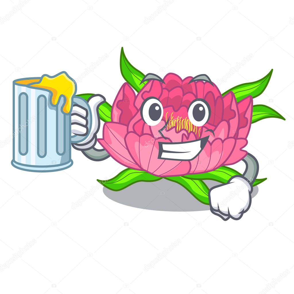 With juice flower tree poeny in character form vector illustration