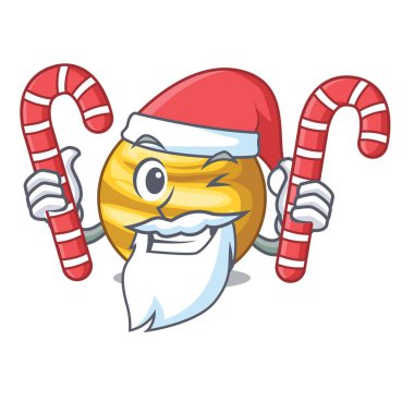 Santa ile şeker gezegen Venüs ile maskot vektör çizim üzerinde izole