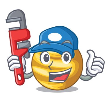 Tesisatçı gezegen Venüs ile maskot vektör çizim üzerinde izole