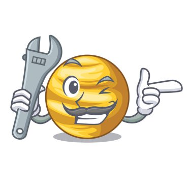 Mekanik gezegen Venüs ile maskot vektör çizim üzerinde izole