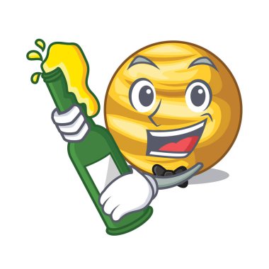 Bira gezegen Venüs ile izole maskot vektör çizim üzerinde