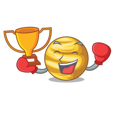 Boks şampiyonu gezegen Venüs ile maskot vektör çizim üzerinde izole