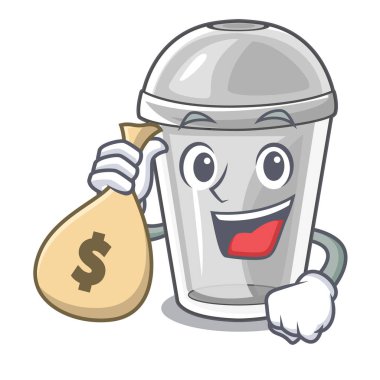 Para çantası plastik kap ile çizgi film form vektör çizim içinde