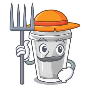 Çiftçi plastik kap karikatür formu vektör çizim içinde