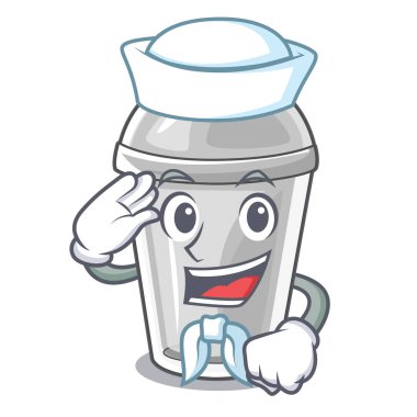 Denizci plastik kap karikatür formu vektör çizim içinde