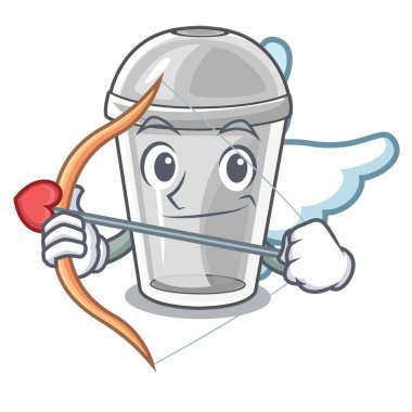 Aşk tanrısı plastik kap karikatür formu vektör çizim içinde