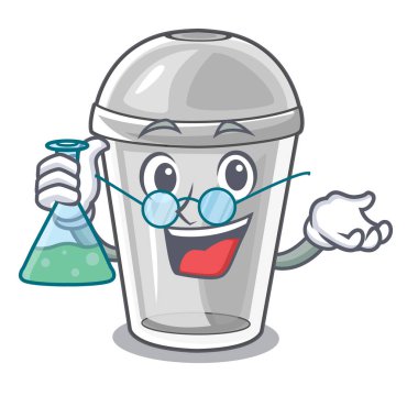 Profesör plastik kap içinde karakter görüntü vektör çizim