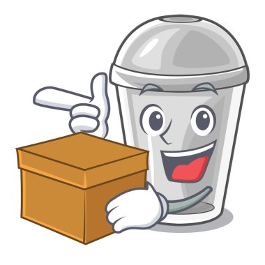 İle kutusu karakter görüntü vektör çizim plastik bardak