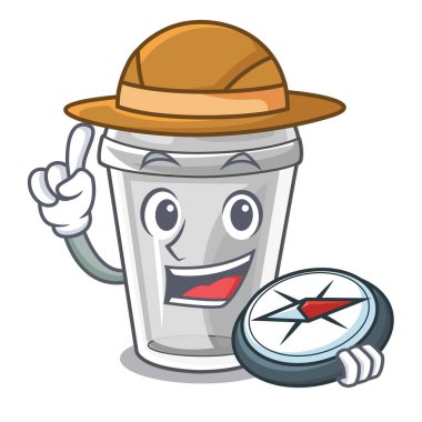 Explorer plastik kap üzerinde maskot vektör çizim ile izole