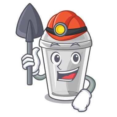 Madenci plastik kap üzerinde maskot vektör çizim ile izole