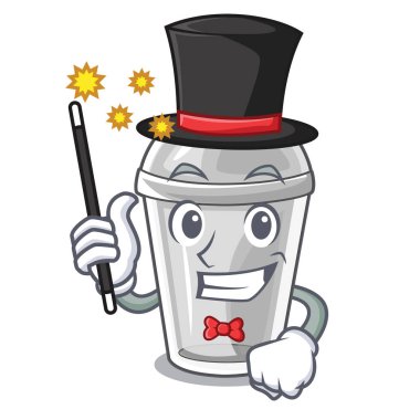 Sihirbaz plastik kap karikatür tablo vektör çizim üzerinde