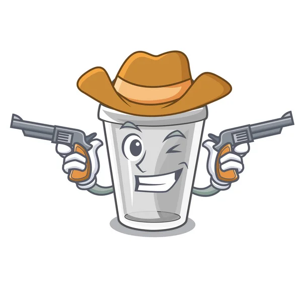 Cowboy Plastic Beker Cartoon Formulier Vectorillustratie — Stockvector