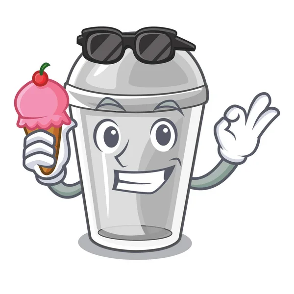 Морозивом Пластикова Чашка Образі Персонажа Векторні Ілюстрації — стоковий вектор