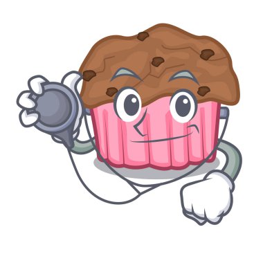 Doktor çikolata muffins karikatür kek kağıt üzerinde illuustration vektör