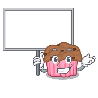 Yönetim Kurulu çikolata muffins karikatür kek kağıt vektör illuustration üzerinde getir.