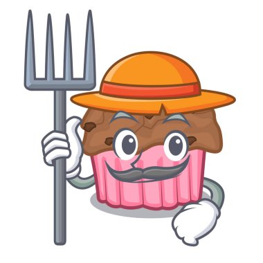 Çizgi film kek kağıt üzerinde çiftçi çikolatalı kek illuustration vektör